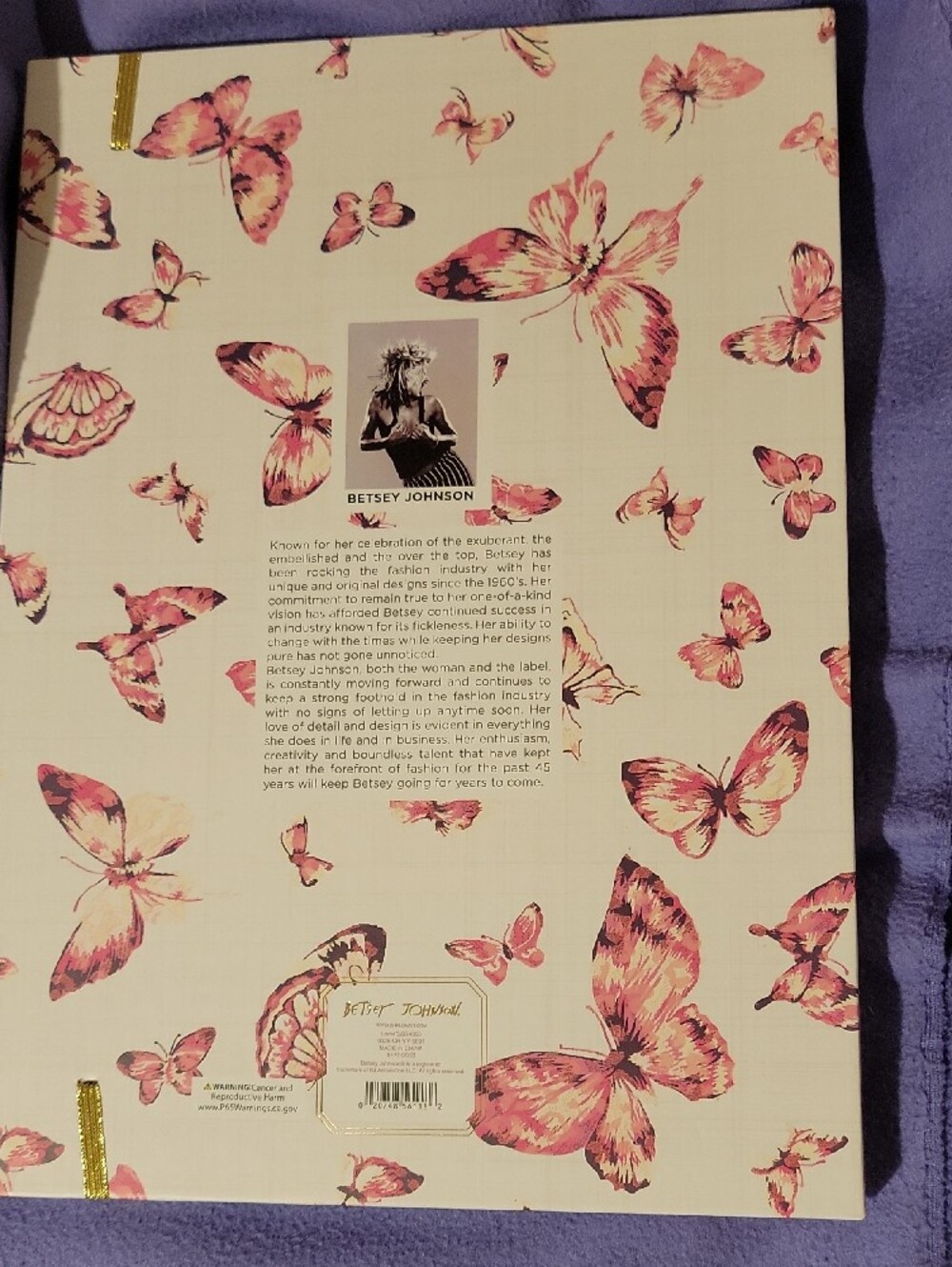 Betsey Johnson Pink Butterfly Padfolio with Gold Pen - Picture 2 of 6